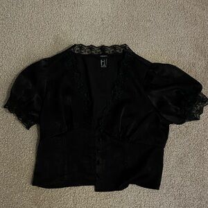 Forever 21 Black Satin Lace Top